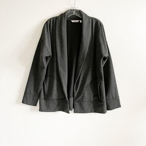 Vineyard Vines Charcoal Grey Open Front Cardigan - Picture 1 of 9